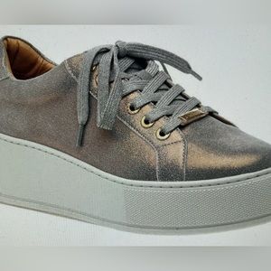 J/SLIDES Maya Bronze Metallic Suede Lace-Up Platform NEW 6.5